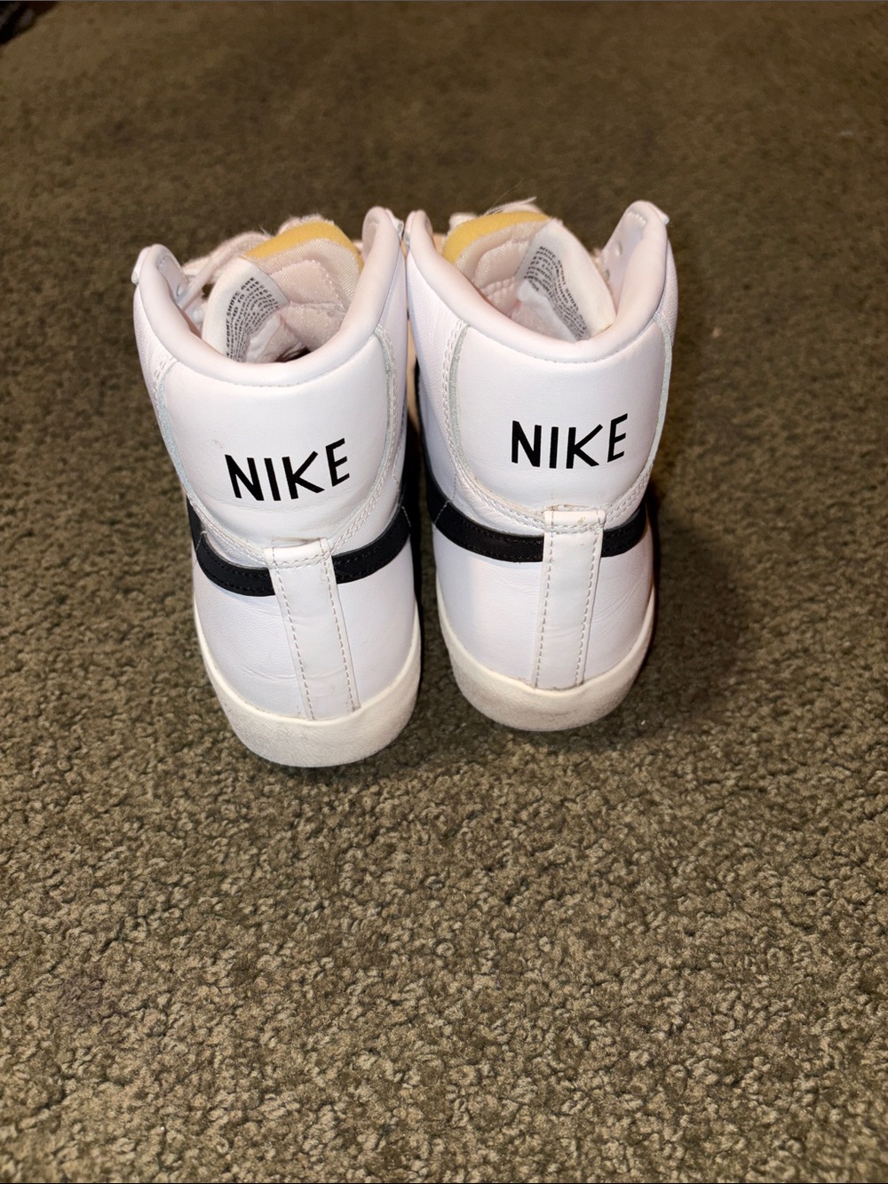 Nike Women's White High-Top Sneakers with Black Swoosh and Orange Logo Accents - Picture 5 of 6